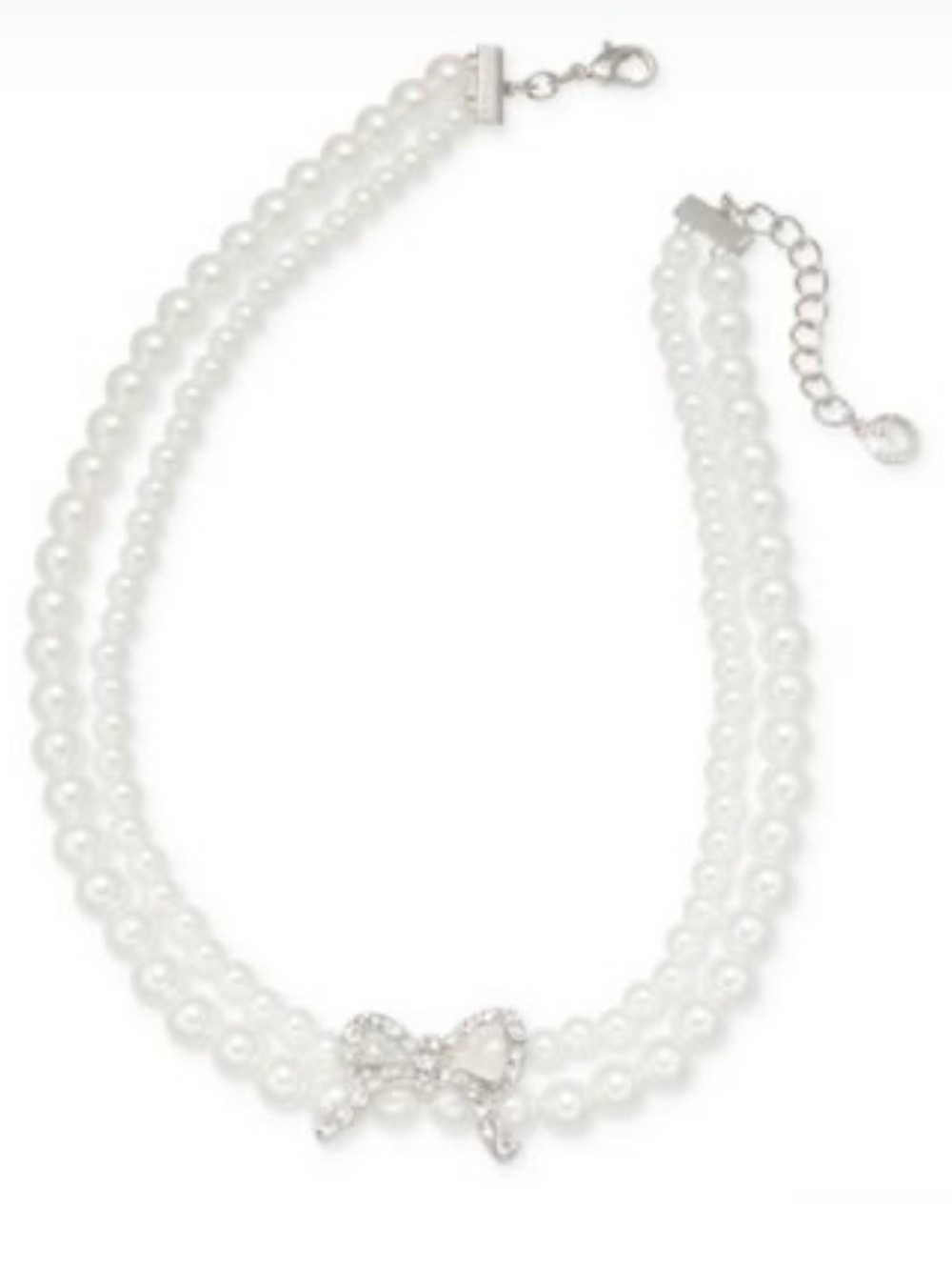 Classic Pearl Bow Pendant and White Pearls Necklace - Picture 8 of 8